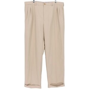 Callaway Mens Golf Pants 40x32 Beige Pleated Cuffed Dress Slacks Casual Trousers